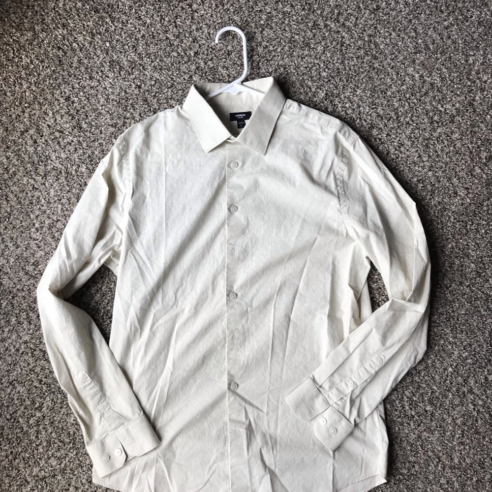 Express Men's Slim Solid Cotton Stretch 1MX Dress Shirt Size Medium